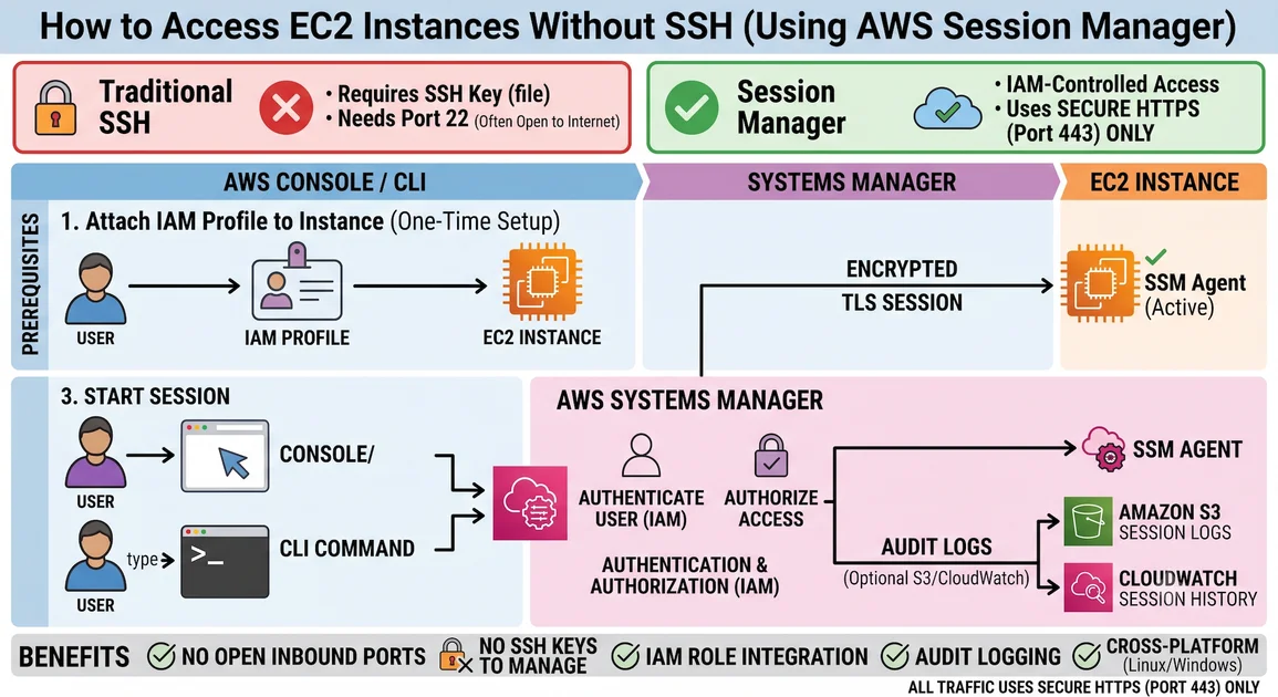 How to Access EC2 Instances Without SSH (Using AWS Session Manager) cover image