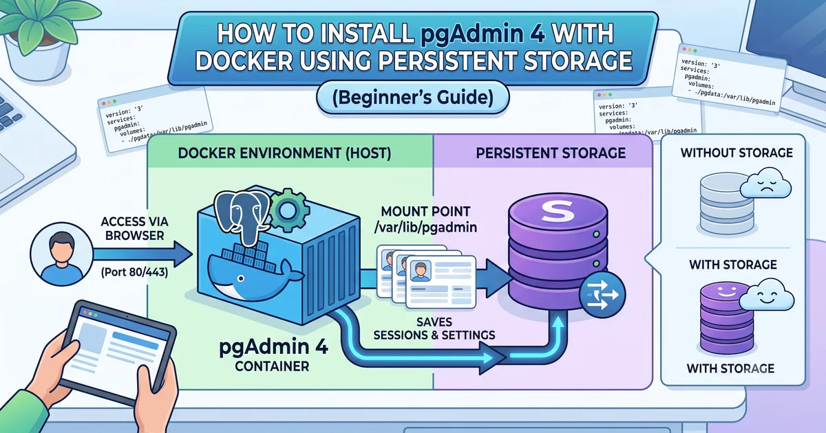 How to Install pgAdmin 4 with Docker Using Persistent Storage (Beginner's Guide) cover image